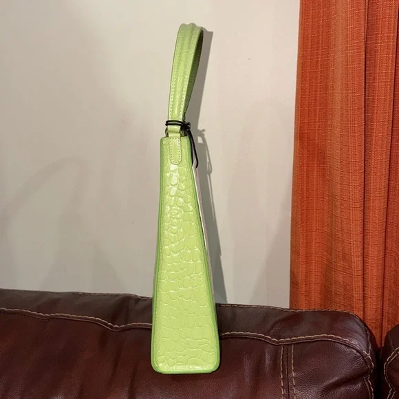 🔥🔥🔥NEW Staud Rey Green Croc Embossed Leather Shoulder Bag - Picture 7 of 14